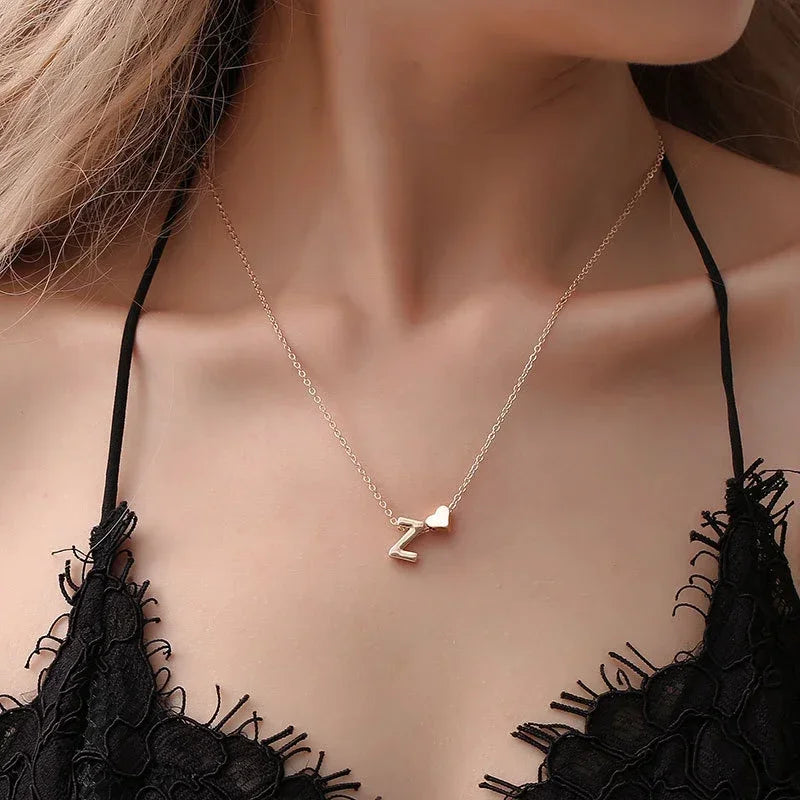 SUMENG Dainty Heart Initial Necklace – Gold/Silver Letter Choker for Women, Gift Jewelry