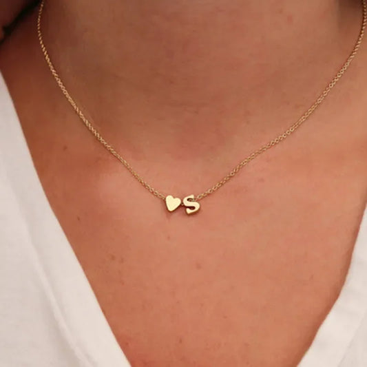SUMENG Dainty Heart Initial Necklace – Gold/Silver Letter Choker for Women, Gift Jewelry