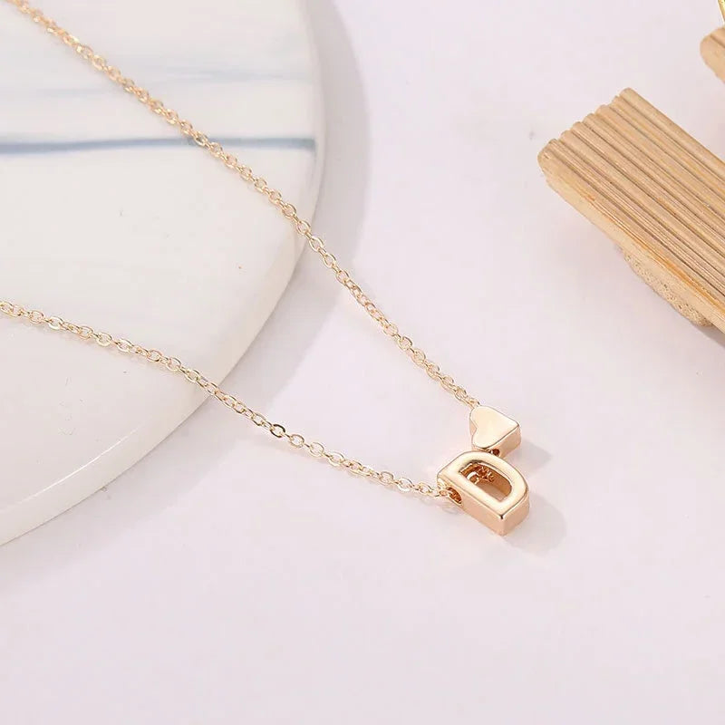 SUMENG Dainty Heart Initial Necklace – Gold/Silver Letter Choker for Women, Gift Jewelry